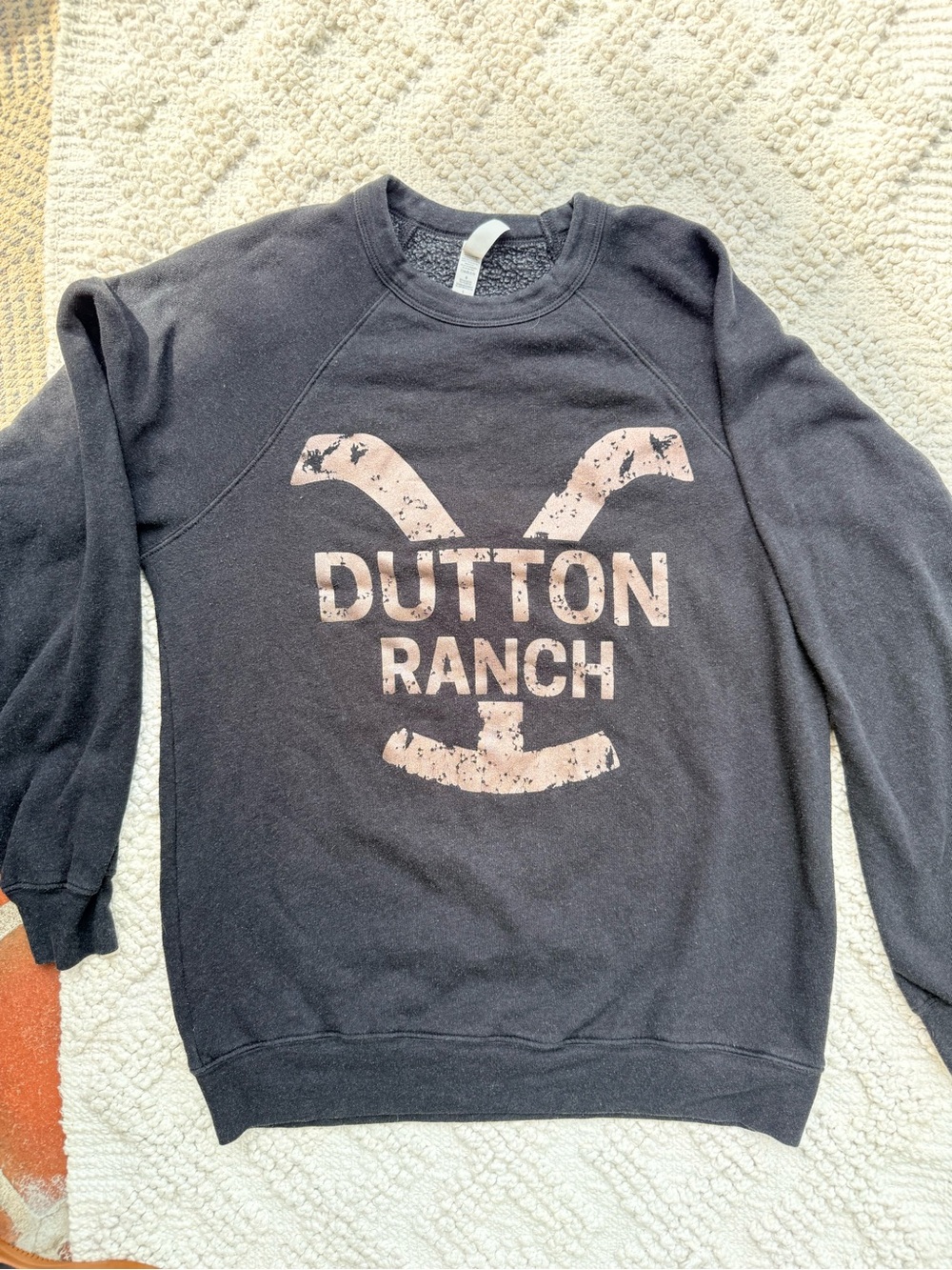 Yellowstone-Dutton Ranch Graphic Sweatshirt - Dark Gray with Light Gold Print